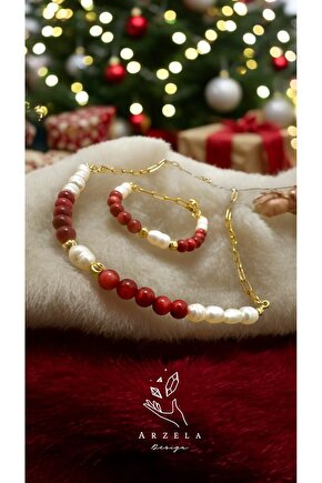 Doğal Taş İNCİ MERCAN KRİSTAL SET