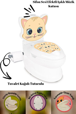 Sesli Işıklı Sifon Sesi Bebekler ve Çocuklar İçin Eğitici Tuvalet Eğitimi Klozet Hazneli Lazımlık