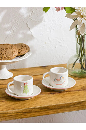 LCW HOME Karışık Baskılı 2 Kişilik Porselen Kahve Fincan Takımı 90 Ml