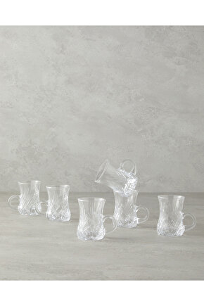 Rose Cam Kulplu 6 Parça 6 Kişilik Çay Bardağı 100 ml Şeffaf