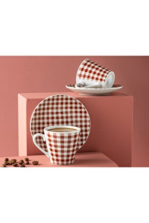 Gules Porselen 4 Parça 2 Kişilik Kahve Fıncan Takımı 80 Ml Bordo