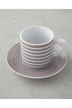 Ashley Porselen Kahve Fincan Takımı 4 Parça 2 Kişilik Siyah-Bordo (4.08.2025)