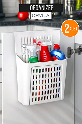 2 Adet - Dolap Kapağına Asılabilir Organizer Sepet