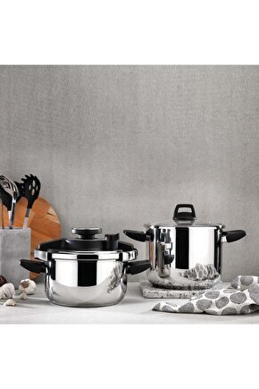 Compact 4 Parça Düdüklü Tencere Seti 4+6,5 L-Siyah