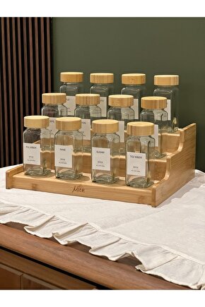 12li Bambu Kapak Modern Baharatlık TakımıMerdiven Stant