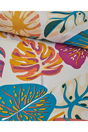 Leaf Jungle Tek Kişilik Nevresim Seti Fuşya