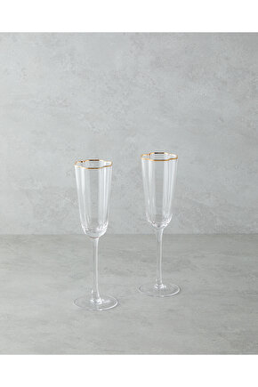 Reina Cam El Yapımı 2’li Kadeh 180 ml Şeffaf-Gold