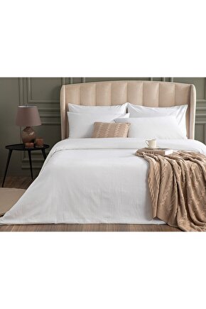 Showy 0;5 Cm Gofre King Size Set Lenjerıe De Pat 240x220 Cm White