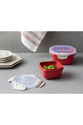 Master Lock Plastik 2li Saklama Kabı 275 + 500 Ml Kırmızı