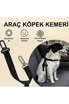 Köpek Araç Emniyet Kemeri Dayanıklı Kopmaz İp Toka Güvenli Rahat Kedi Köpek Emniyet Kemeri 80 CM