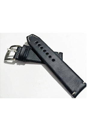 Greyzi Deri Fosil & Her Saate Uygun Saat Kordonu 24 mm kahve   (137 )Koyu mavi