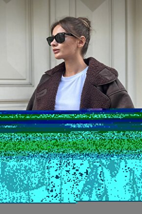 Kadın İçi Kürklü Oversize Süet Deri Mont - Peluş Astarlı Kışlık Ceket