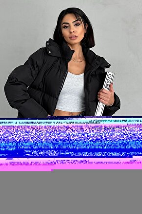 Kadın Kapüşonlu Şişme Uzun Mont