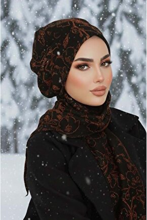 Siyah Kahve Desenli Tesettür Bere