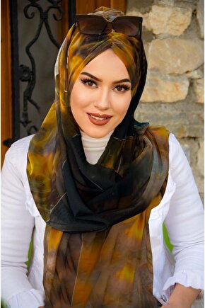 Siyah Hardal Batik Desen Hazır Şal
