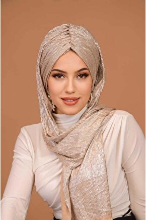 Rose Gold Piliseli Kelebek Model Büzgülü Bone Şal