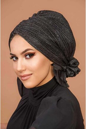 Siyah Gümüş Piliseli Abiye Tokalı Bone