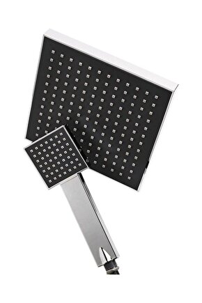 Duş Başlığı Kare Tasarım Tepeleme ve El Duş Başlığı Krom Banyo Duş Seti
