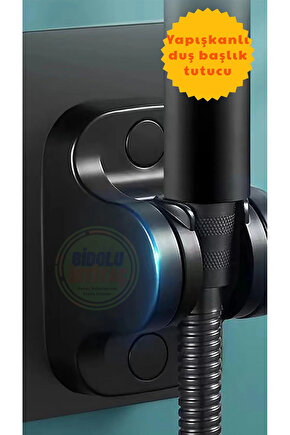 Duş Başlığı Tutucu Ayarlanabilir 120 Derece Oynar Güçlü Yapışkanlı Suya Dayanıklı El Duşu Tutucu Siy