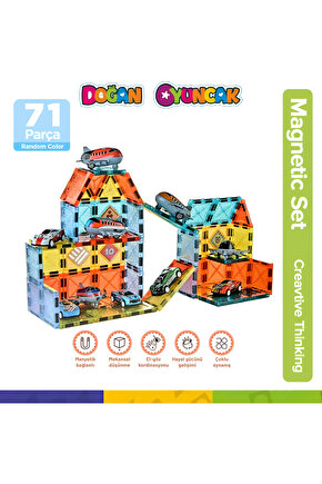 Orijinal Magnetic Tiles 71 Parça Manyetik Lego - Magnetic Magical Magnet - Mıknatıslı Lego