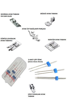 SİNGER BEKO ZETİNA ALTILI AYAK SETİ VE ÜÇLÜ ÇİFT İĞNE SETİ BERABER GÖNDERİLECEKTİR