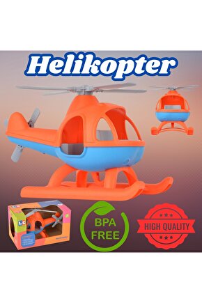 Lüx Turuncu Büyük Helikopter - Plastik Helikopter - Kırılmaz Oyuncak - Kırılmaz Helikopter - Helikop