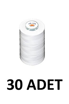 KOZALI MARKA 30 Adet 120 Numara Beyaz Polyester Dikiş İpliği 5000 Metre