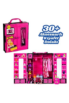 Beauty Aksesuarlı Gardırop - Barbie Dolap - Barbie Giysi Dolabı - Barbie Gardırop - Gardrop