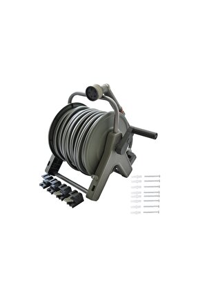 Duvara Monte Yüksek Kaliteli Haki Hortum Makarası Seti 25 Metre