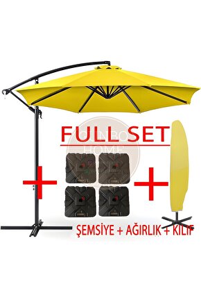 3 Mt 8 Kaburga Full Demir 21 Kg SARI Bahçe Şemsiyesi Full Set Havuz Şemsiyesi Büyük Şemsiye