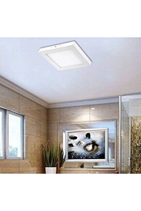 24 Watt Günışığı Ledli Çok Kaliteli Sıva Üstü Tavan Armatür 22 x 22 Cm Kare Sıva Üstü Tavan Armatürü