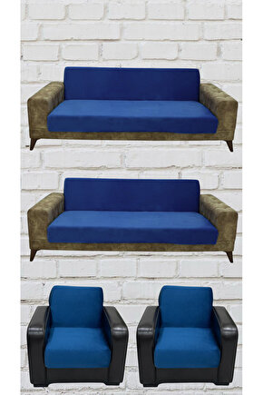 3+3+1+1 İtalyan Süet Kolsuz Koltuk Örtüsü ( PETROL RENK)