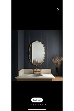 90x60 cm Elips Dalgalı Duvar Aynası  Konsol Aynası  Makyaj Aynası