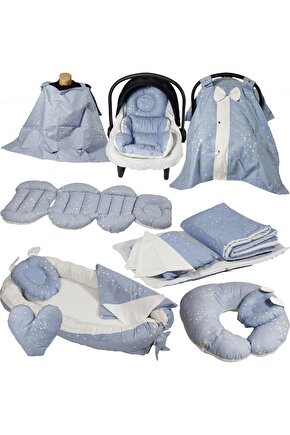 Babynest Puset Içi Set Araba Minderi Emzirme Örtüsü Ve Minderi Beşik Içi Nevresim Takımı 15 Li Set