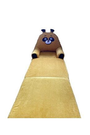 Katlanabilir Bebek-çocuk Koltuğu Sandalye Portatif Yatak Puf Hardal Panda