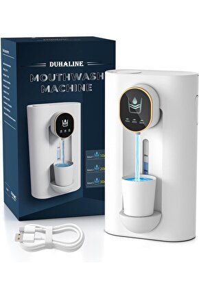 Otomatik Ağız Bakım Suyu Gargara Dispanseri 3 Modlu Şarjlı 540ml Kapasiteli 2 Manyetik Bardak