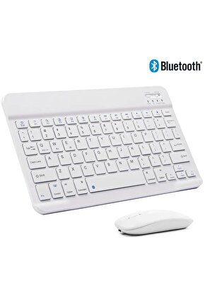 Tablet Telefon Uyumlu Taşınabilir Şarj Edilebilir Kablosuz Bluetooth Türkçe Q Klavye ve Mouse Seti