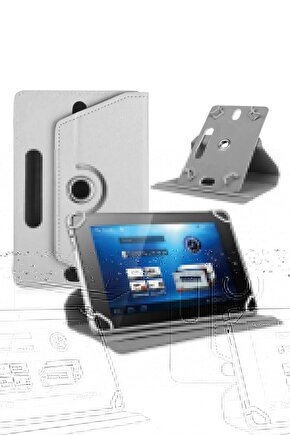 Hometech Alfa 10TX Pro 10.1 Uyumlu Üniversal Dönerli Standlı Tablet Kılıfı +Dokunmatik Kalem