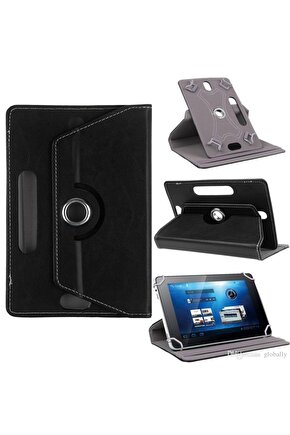 Hometech Alfa-8SL 8 Uyumlu Üniversal Dönerli Standlı Tablet Kılıfı +Dokunmatik Tablet Kalemi Hediye