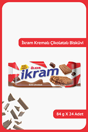 İKRAM Sütlü Çikolata Kremalı Bisküvi - 84 gram - 24 Adet