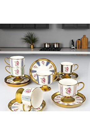 Çırağan Home Harvey 6 Kişilik 6 Renkli Kahve Fincan Takımı