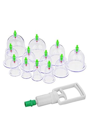 12li Kupa Çekme Vakumlu Masaj Aleti Hacamat Seti Selülit Cihazı