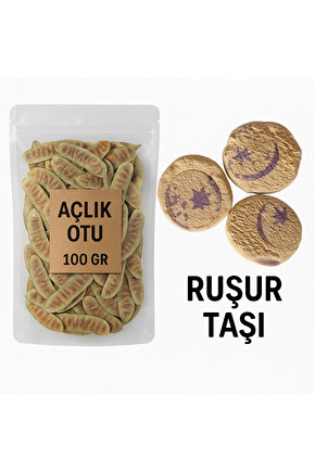 Doğal Ruşur Taşı (3 Adet) + 100 gr Açlık Otu - Cilt Temizliği ve Bitkisel Detoks Seti