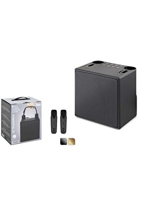ÇİFT MİKROFONLU BLUETOOTH SPEAKER ŞARJLI KABLOSUZ KARAOKE HOPARLÖR PARTY BOX SES BOMBASI