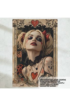 harley quinn vintage nostaljik tarz mdf retro ahşap poster tablo