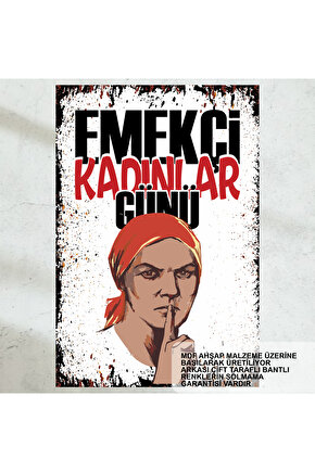 kadınlar günü değil emekçi kadınlar günü retro ahşap poster