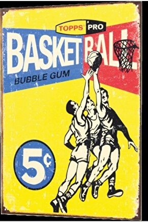 spor basketbol ribaund mücadelesi mini retro ahşap poster