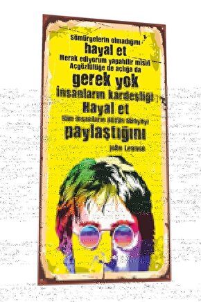 John Lennon Mini Retro Ahşap Poster