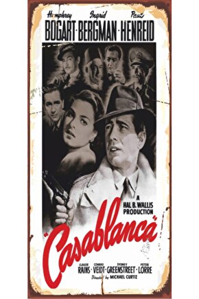 Casablanca Sinema (10 Cm X 20 Cm) Mini Retro Ahşap Poster