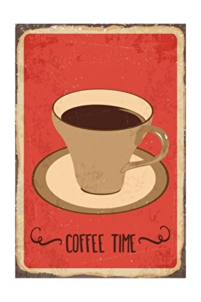 Kahve Zamanı  Retro Vintage Ahşap Poster